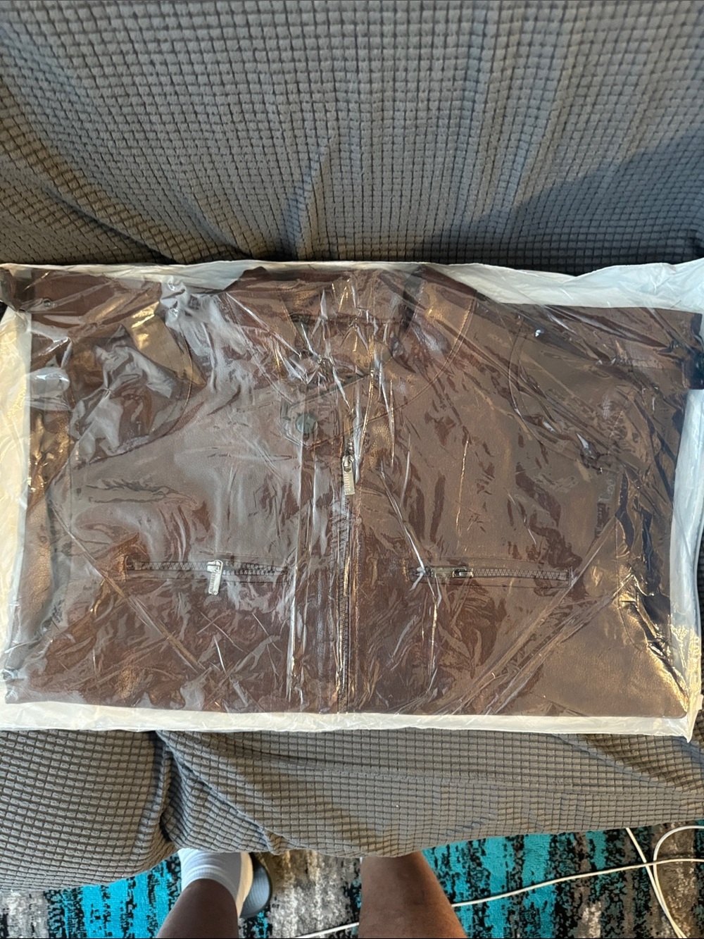 New! Brown Vegan Leather Zip-Front Jacket - Picture 3 of 3